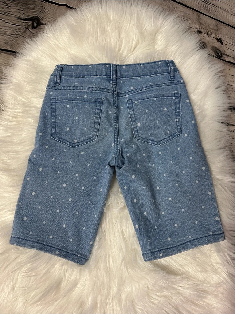 Place Light Blue Polka Dot Denim Skimmer Shorts Girl Size 8